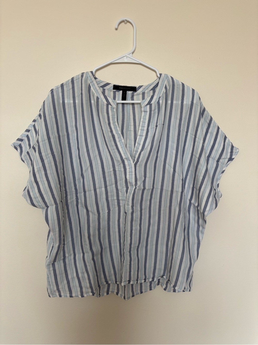 BCBGMaxAzria Light Blue & White Striped Button-Up Top